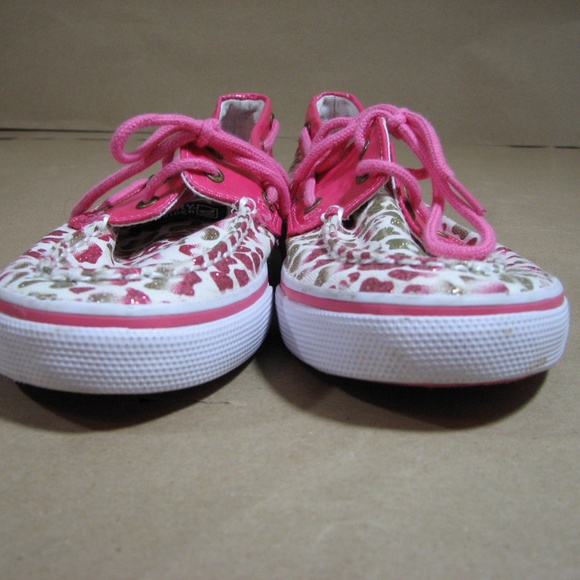 Sperry Topsiders Bahama Pink White Leopard Print Women's Size 5M - Picture 7 of 9
